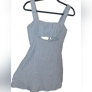 Altar'd State Nautical Striped Cut Out Tie Back Mini Dress Size Medium